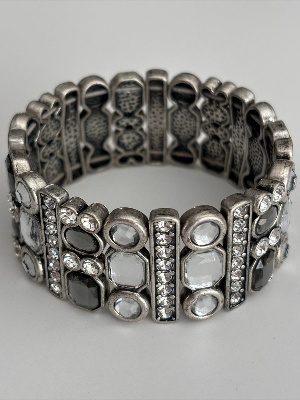 Lia Sophia Silver-Tone Faceted Crystal Stretch Bracelet
